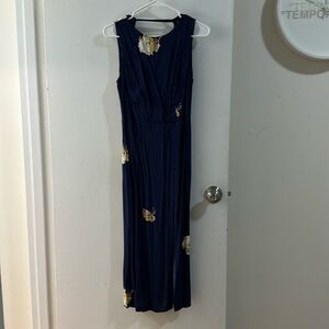 Zara Blue Sleeveless Crew Neck Midi Sundress